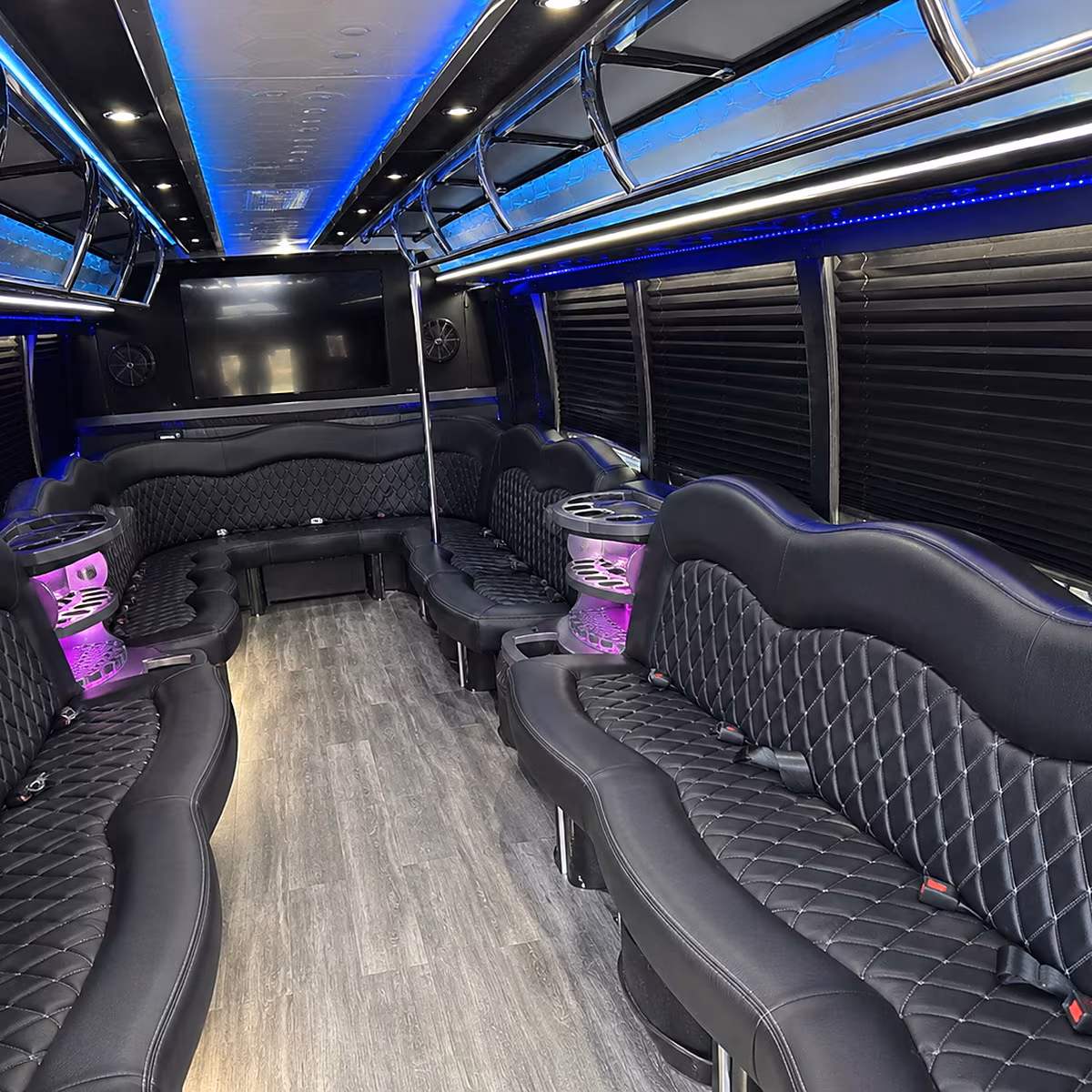 Hayward Birthday, Sweet 16, & Quinceañera Transportation party bus interior