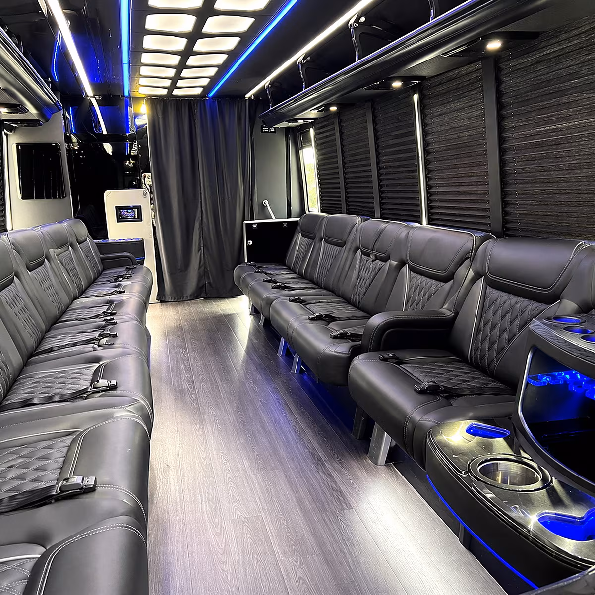 Hayward Prom & Homecoming Transportation party bus interior