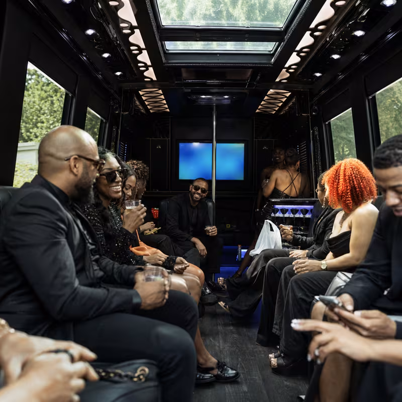 Black Mercedes Sprinter van staged for an Hayward Private Event Transportation group