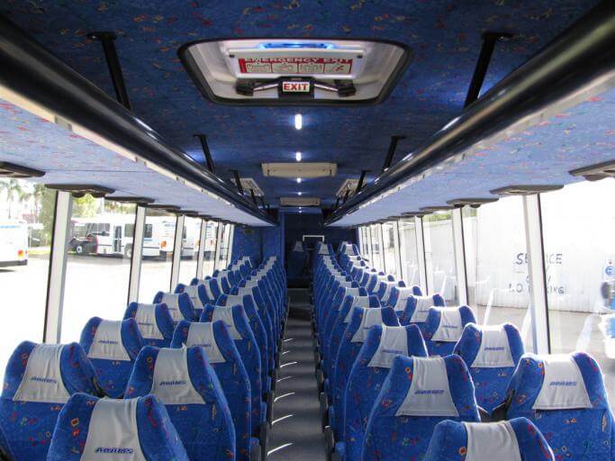 Orange 56 Passenger Charter Bus Interior