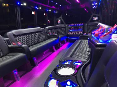Orange 15 Passenger Party Bus Interior