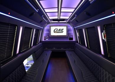Orange 18 Passenger Limo Bus Interior