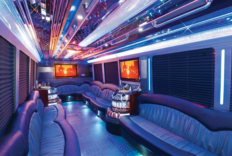 Orange 20 Passenger Party Bus Interior