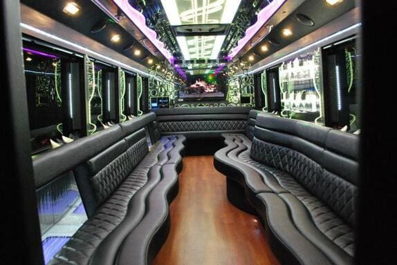 Orange 25 Passenger Limo bus Interior