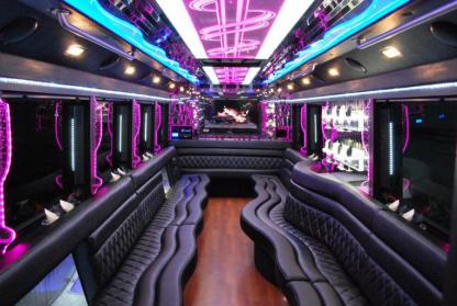 Orange 50 Passenger Party Bus Interior